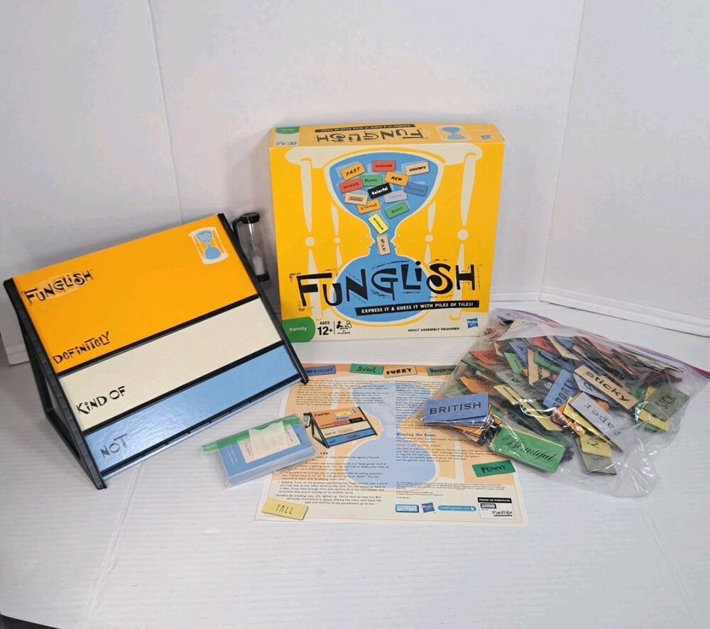 Hasbro Funglish Board Game 2010 Complete in Box Ages 12+ Family Party Game